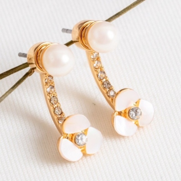 Kate Spade Gold Disco Pansy Ear Jacket Earrings - Picture 3 of 8